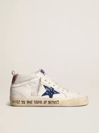 Mid Star met blauwe glitterster en roze suède hielstuk