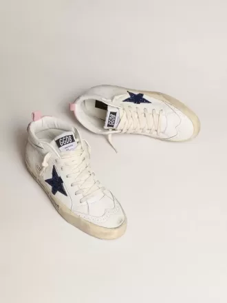 Mid Star met blauwe glitterster en roze suède hielstuk