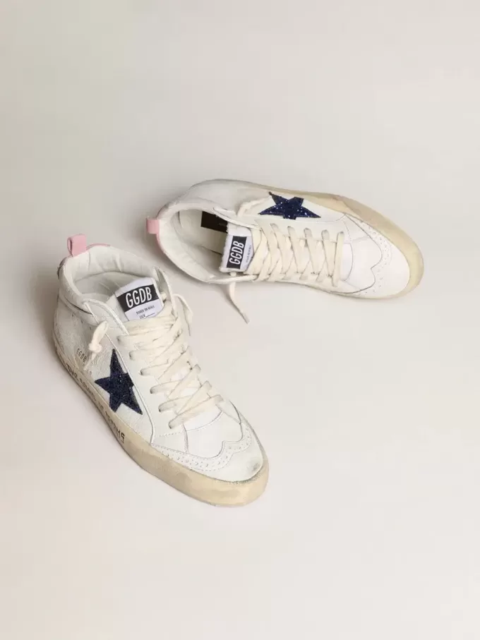 Mid Star met blauwe glitterster en roze suède hielstuk