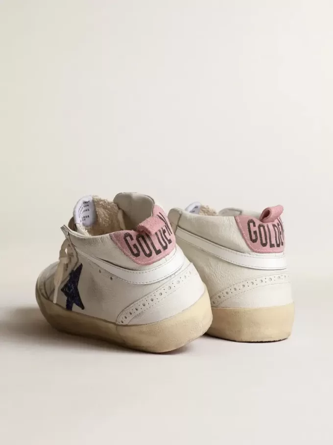 Mid Star met blauwe glitterster en roze suède hielstuk