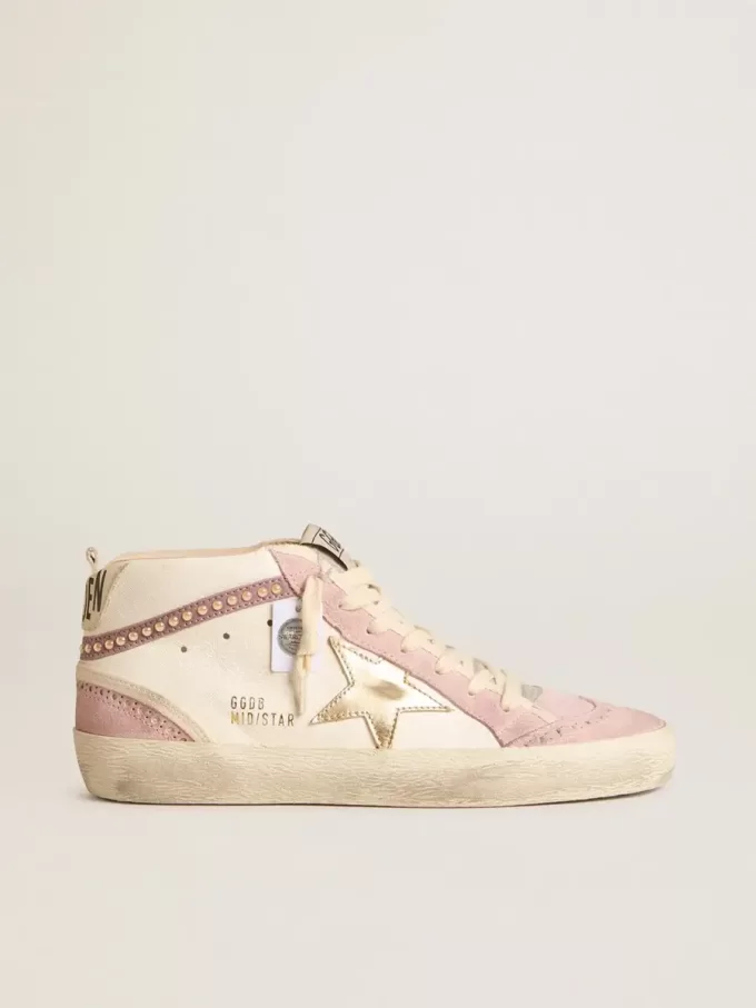 Mid Star met gouden leren ster en roze suède flash met parels