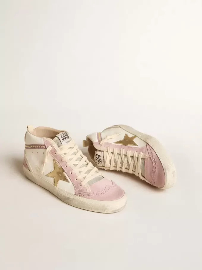 Mid Star met gouden leren ster en roze suède flash met parels