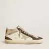 Mid Star met grijze leren ster en metallic zilveren leren flash