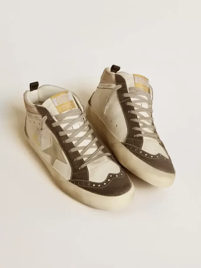 Mid Star met grijze leren ster en metallic zilveren leren flash