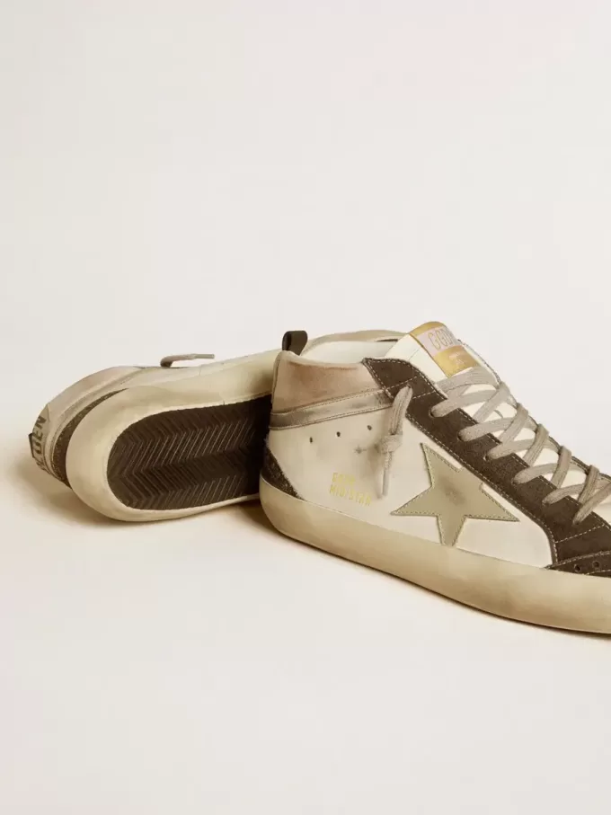 Mid Star met grijze leren ster en metallic zilveren leren flash