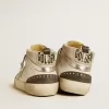 Mid Star met grijze leren ster en metallic zilveren leren flash