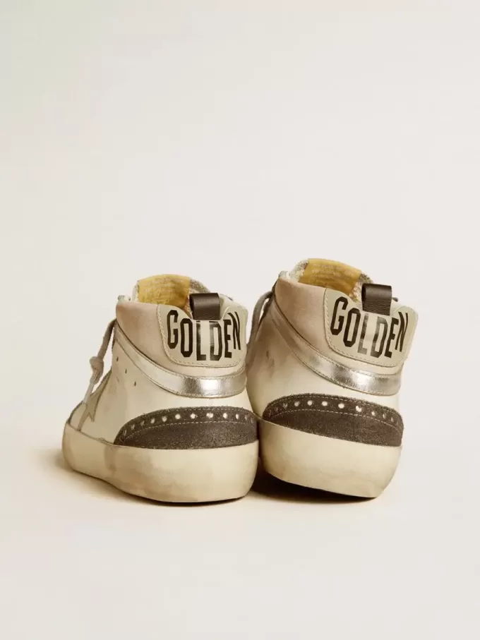 Mid Star met grijze leren ster en metallic zilveren leren flash