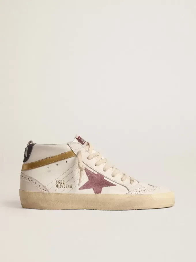 Mid Star met roze suède ster en goudkleurige metallic leren flash