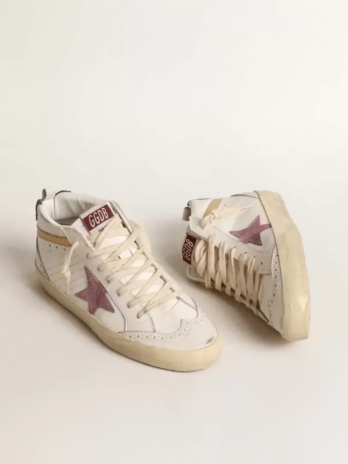 Mid Star met roze suède ster en goudkleurige metallic leren flash