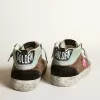 Mid Star van ponyhuid met luipaardprint en fuchsia leren ster