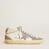 Mid Star voor dames in nappa en suède met lichtbruine metallic leren ster