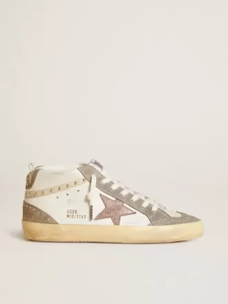 Mid Star voor dames in nappa en suède met lichtbruine metallic leren ster