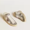 Mid Star voor dames in nappa en suède met lichtbruine metallic leren ster