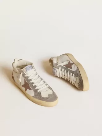 Mid Star voor dames in nappa en suède met lichtbruine metallic leren ster