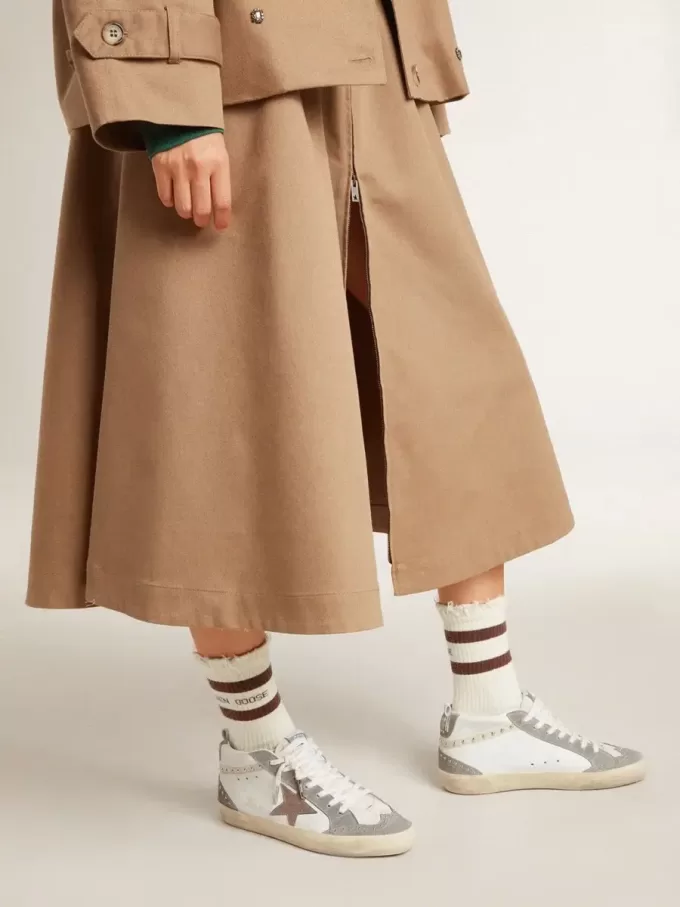 Mid Star voor dames in nappa en suède met lichtbruine metallic leren ster