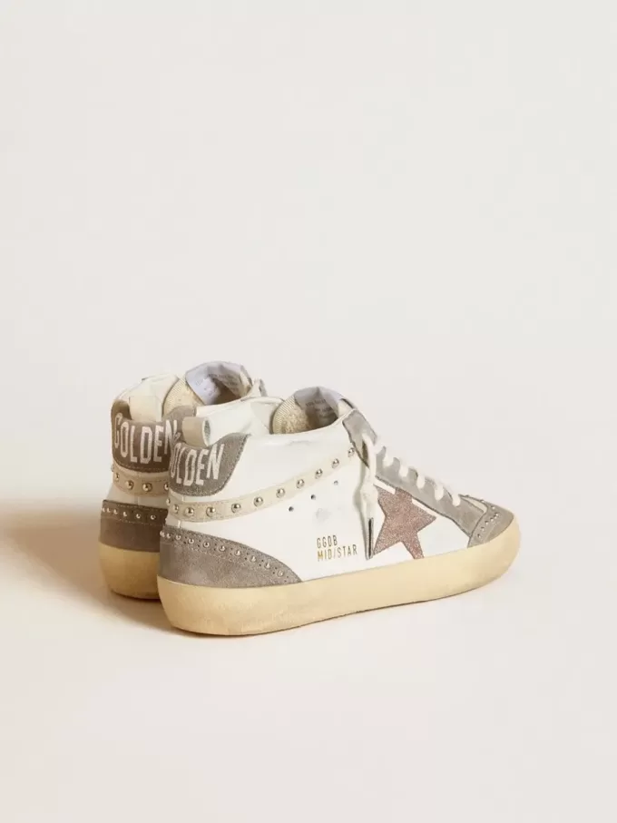 Mid Star voor dames in nappa en suède met lichtbruine metallic leren ster