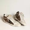 Mid Star voor dames in ponyhuid met luipaardprint en zwarte ster