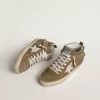 Mid Star voor dames in tabakskleurig suède met franjes en studs