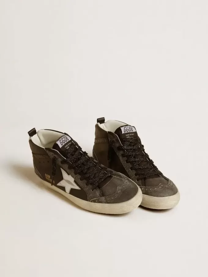 Mid Star voor dames in zwart leer met zilverkleurige metalen leren ster