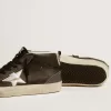 Mid Star voor dames in zwart leer met zilverkleurige metalen leren ster