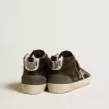 Mid Star voor dames in zwart leer met zilverkleurige metalen leren ster