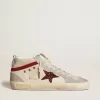 Mid Star voor dames van leer met glitterster en rode nubuckaccenten