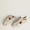 Mid Star voor dames van leer met glitterster en rode nubuckaccenten