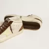 Mid Star voor heren in beige glitter met gele suède ster en katoenen flash