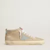 Mid Star voor heren in beige suède met poederblauwe leren ster en hielstuk