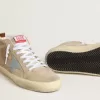 Mid Star voor heren in beige suède met poederblauwe leren ster en hielstuk