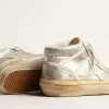 Mid Star voor heren in zilverkleurig metallic leer met ivoorkleurige ster
