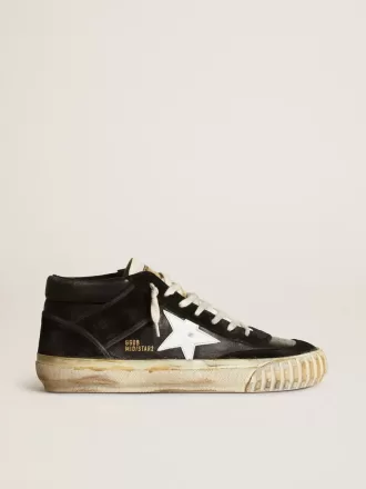 Mid Star voor heren in zwart nappa en suède met witte leren ster