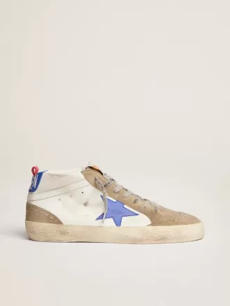 Mid Star voor heren met blauwe leren ster en duifgrijze suède inzetstukken