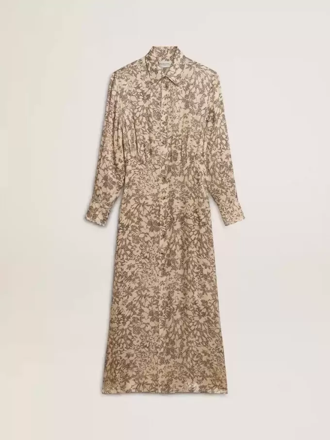 Midi-jurk voor dames van zijde-mix met bloemenprint