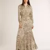Midi-jurk voor dames van zijde-mix met bloemenprint
