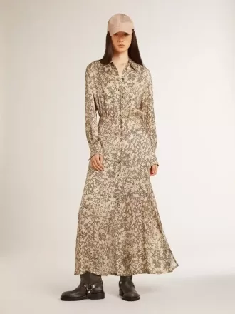 Midi-jurk voor dames van zijde-mix met bloemenprint