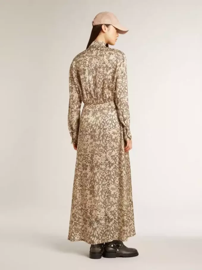 Midi-jurk voor dames van zijde-mix met bloemenprint