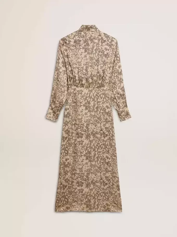Midi-jurk voor dames van zijde-mix met bloemenprint
