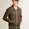Militairgroen herensweatshirt met ritssluiting en wit logo