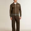 Militairgroen herensweatshirt met ritssluiting en wit logo