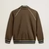 Militairgroen herensweatshirt met ritssluiting en wit logo