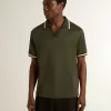 Militairgroene jersey polo voor heren met borduursel