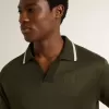 Militairgroene jersey polo voor heren met borduursel