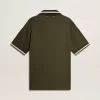 Militairgroene jersey polo voor heren met borduursel