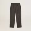 Militairgroene joggingbroek voor kinderen met borduursels