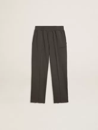 Militairgroene joggingbroek voor kinderen met borduursels