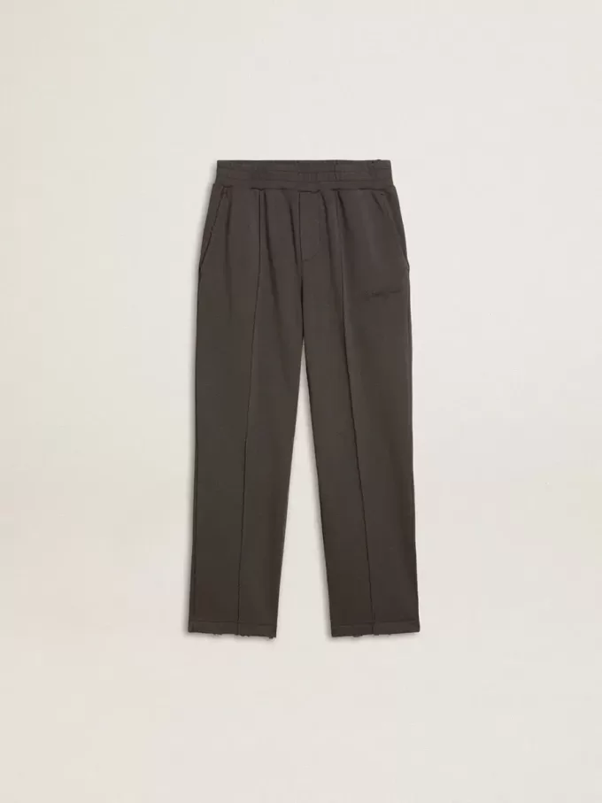 Militairgroene joggingbroek voor kinderen met borduursels