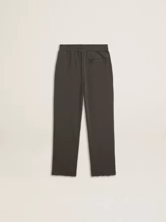 Militairgroene joggingbroek voor kinderen met borduursels