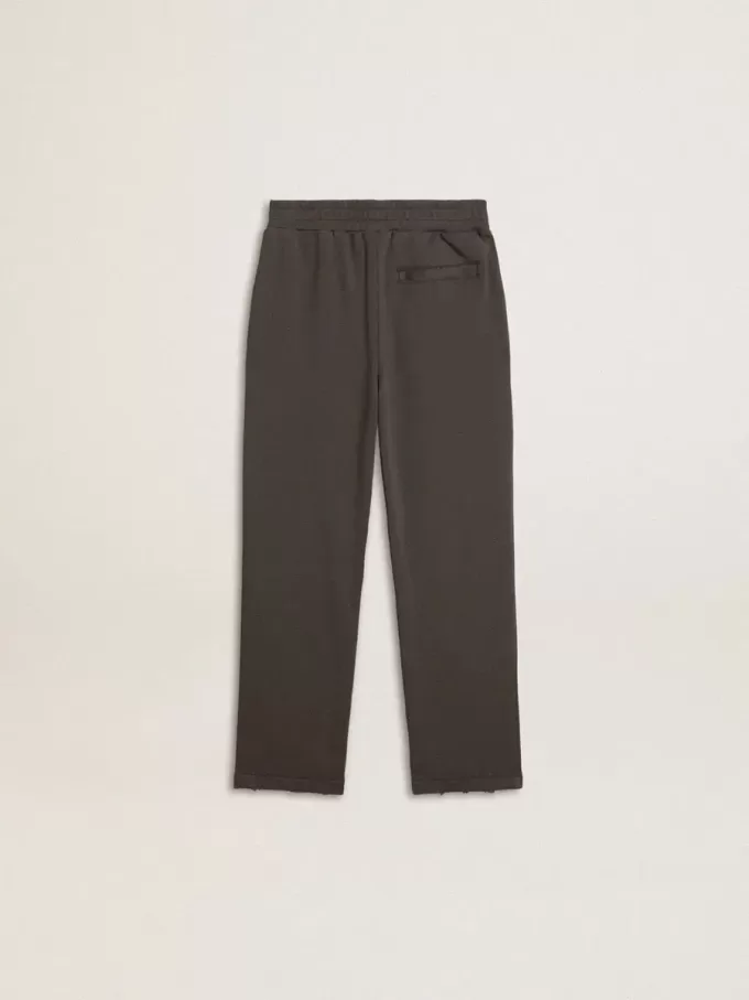 Militairgroene joggingbroek voor kinderen met borduursels