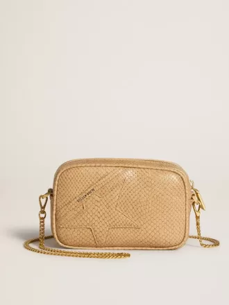 Mini Star Bag in beige slangenleer